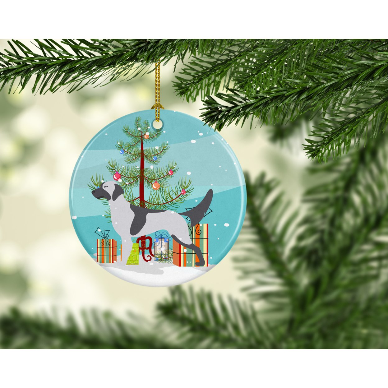 English Setter Merry Christmas Tree Ceramic Ornament