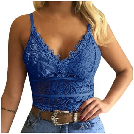 

Yotyukeb Lingerie For Women Women Lingerie With Garter Belts Sexy Bra Tops Wirefree Comfort Yoga Cami Bra (Blue)