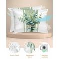 thumbnail image 2 of Hokiten Pillow Cases Queen Size Set of 2, Couch Pillow Covers, Sage Green Eucalyptus Leaves Satin Pillowcases with Zipper for Hair/Skin, Farmhouse Stripe Botanical 20x30 Inches, 2 of 6