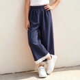 thumbnail image 4 of Nugftut Girls Pants Wide Leg Plaid Lace Trim Hem Casual Pants for Kids Size 3-4, 4 of 6
