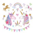 thumbnail image 1 of 1 Set Kindergarten Wall Stickers Cartoon Wall Decals Unicorn Pattern Wallpaper, 1 of 3