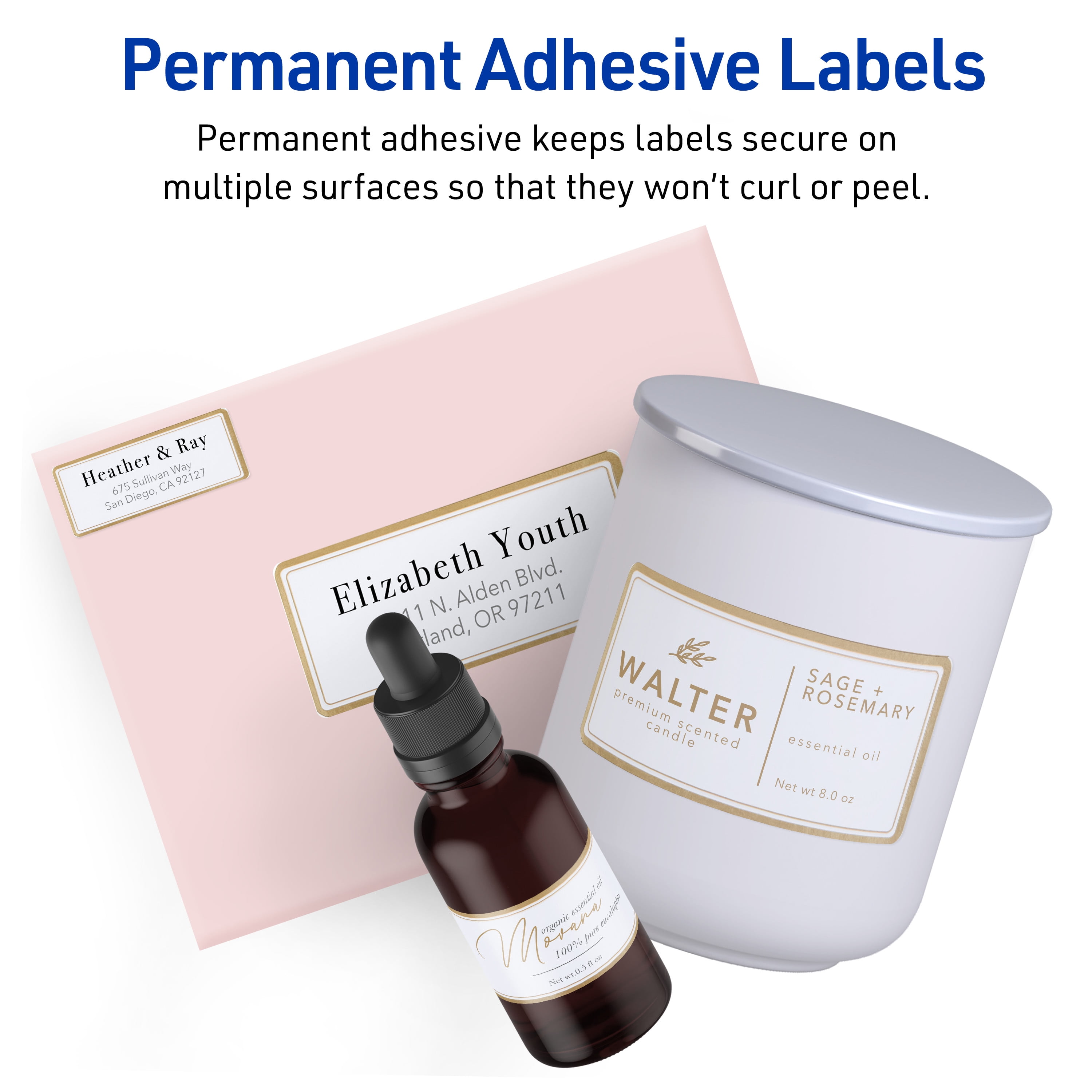 Avery Labels with Metallic Gold Border, 2" x 4", 100 Labels (6506)