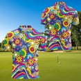thumbnail image 5 of Pzuqiu Colorful Hippie Flower Matching Couple Outfits Husban and Wife Clothing Golf Shirts for Men 1/4 Zip Up Athletic Tops and Womens Golf Clothes Quick-Dry Workout Tank Tops, 5 of 8