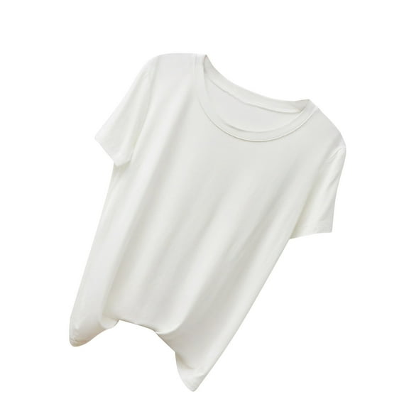 Plebaso Pajama Tops for Women Plain Short Sleeve Shirts Loose Soft Basic Tee Sleep Shirt Sleepwear