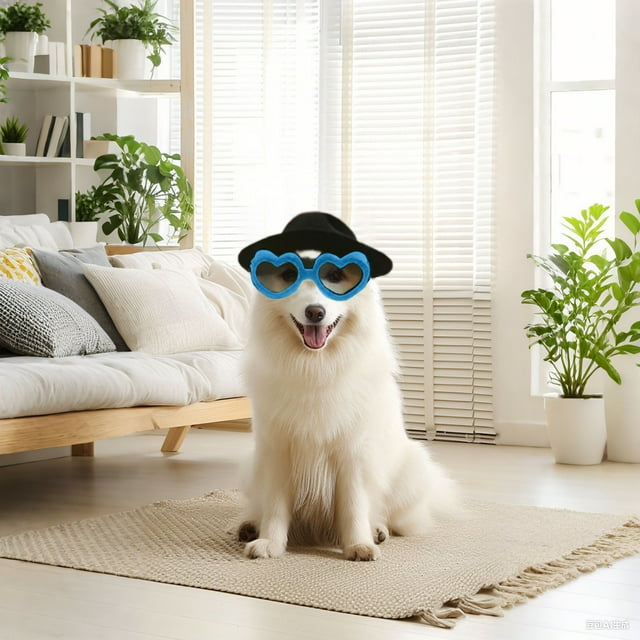 Dog Sunglasses for Small Dogs - UV Protection Windproof Goggles with Adjustable Strap, Heart-Shaped Anti-Fog Pet Sunglasses for Sun, Dust & Outdoor Activities, Perfect for Driving, Skiing & Swimming