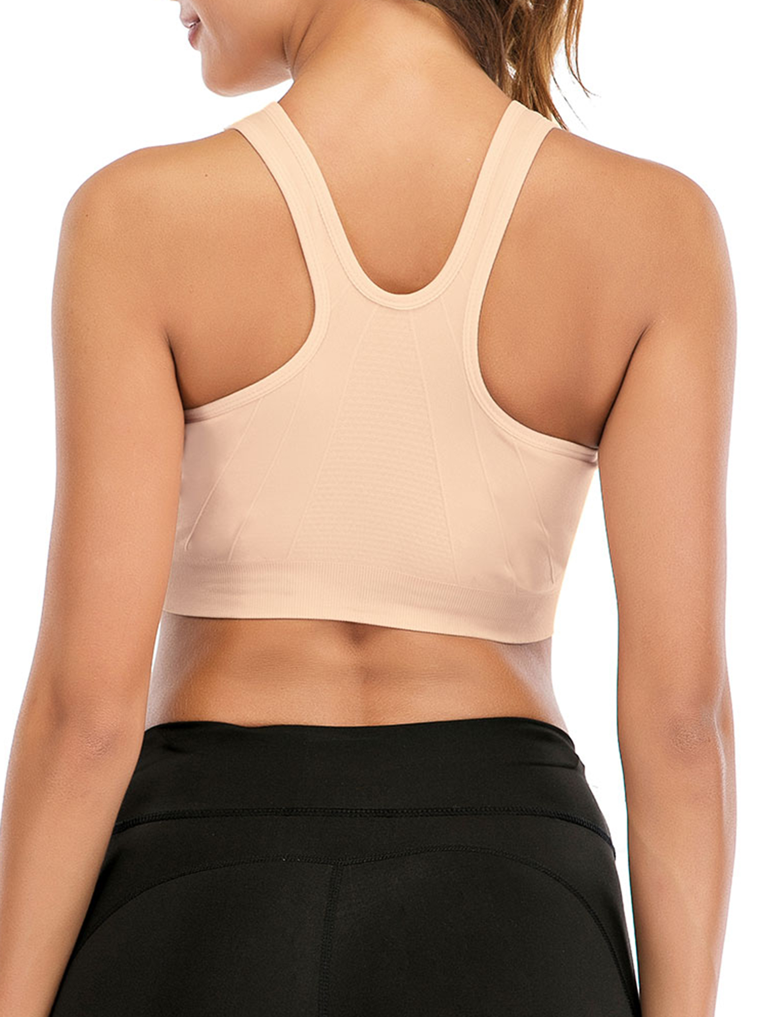 FUTATA Women's Front Zipper Sports Bra, Wireless Post-Op Bra Active Yoga Sports Bra For Gym Workout Running With Removable Pads, Available In Ten Colors S-2XL - image 5 of 8