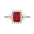 thumbnail image 2 of 1.86ct emerald cut red ruby 18k white gold halo Bridal Wedding Engagement Promise Anniversary Ring for Women size 6.25, 2 of 7