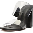 thumbnail image 2 of Schutz Victorie Black Clear Straps Slip On Open Toe Block Heeled Sandals (Black, 8), 2 of 6