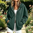 thumbnail image 2 of Akiihool Womens Light Weight Zip Up Hoodies Women's Midweight Fleece Full-Zip Hoodie with Drawstring Dark Green,XXXL, 2 of 6