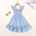 thumbnail image 3 of Vestido YOUNGER TREE para niños pequeños con volantes, sin mangas, azul 2-3T, 3 of 6