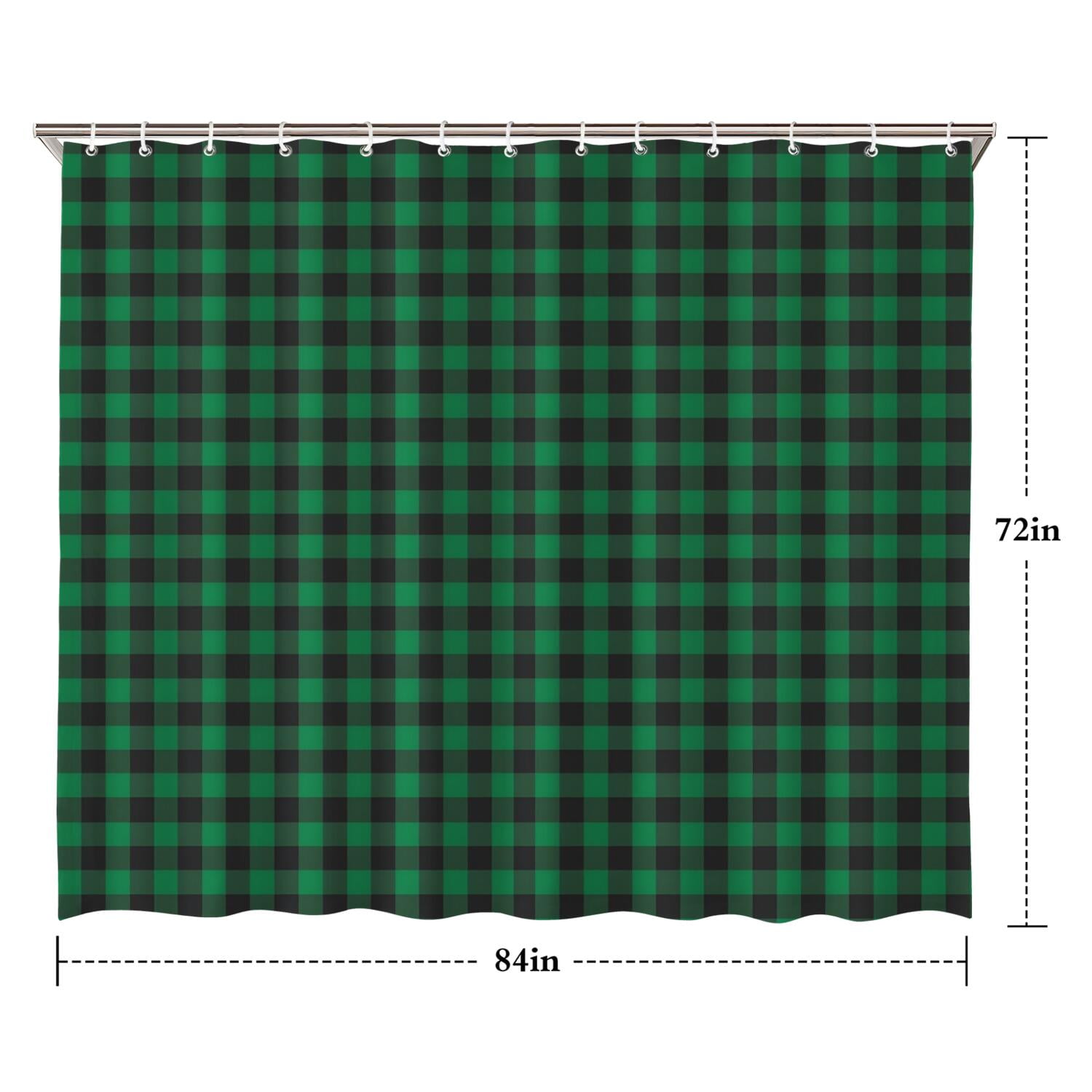 Green Black Checkerboard Checkered Pattern Shower Curtain 84"x72" ,Bathroom Decorative Shower Curtains Set with 12 Hooks,Modern Waterproof Washable Shower Curtain