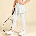 thumbnail image 5 of Girls' Skirted Leggings Active Workout Skorts with Attached Full Length Pants Elastic Waist Tennis Dance Gymnastics Athletic Stretch Tights Casual School Play, 5 of 6