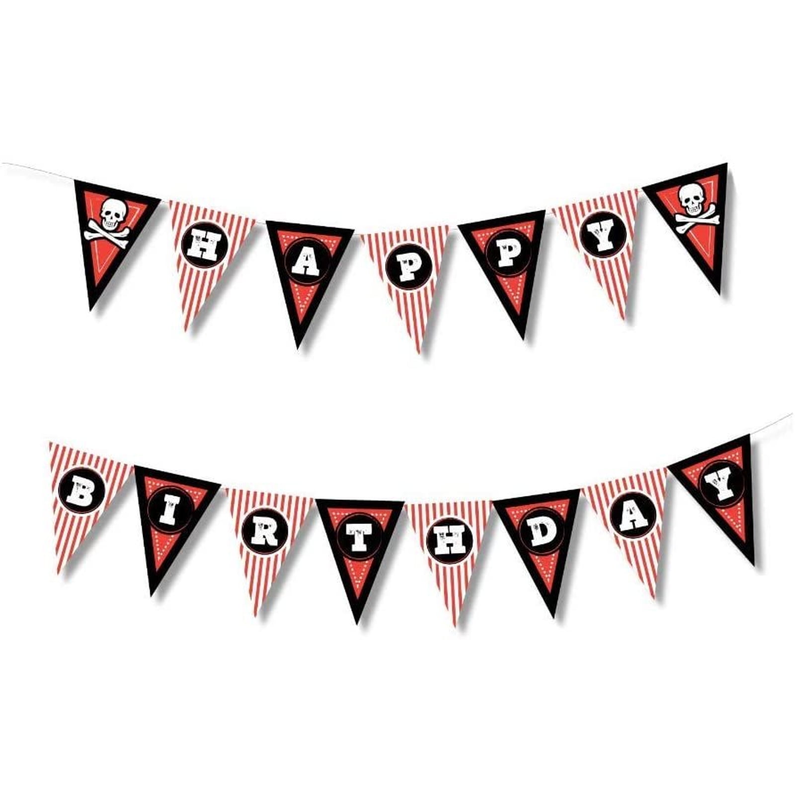 Pirates & Treasure Personalized Children's Birthday Party Bunting Flag Banner 