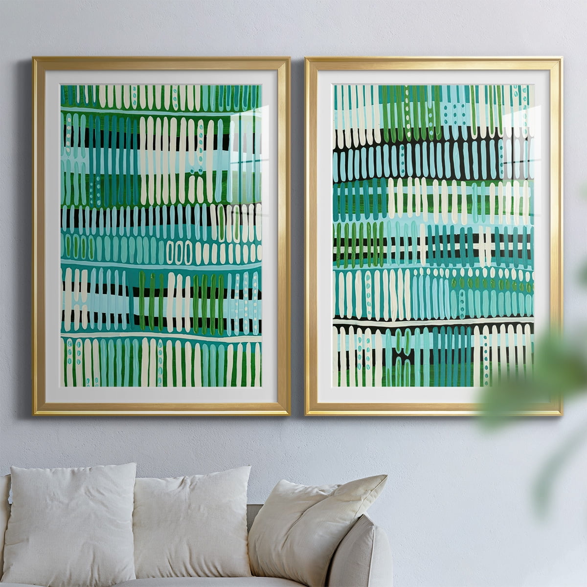 Wexford Home Teal Pattern I Premium Framed Print, 26.5" x 36.5" - Ready to Hang, Gold (Set of 2)