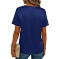 thumbnail image 4 of Womens Satin Summer Tops, Short Sleeve Shirts for Women Business Casual Loose Fit Solid Color Button Up V Neck T-Shirts, 4 of 6