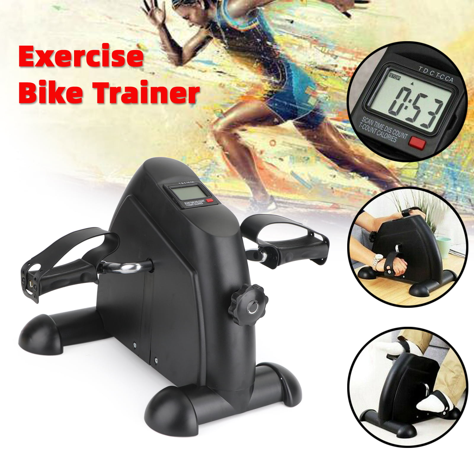 Mini Pedal Stepper Bike Feet Hand Cycling Fitness Exercise Trainer Desk Home Gym 