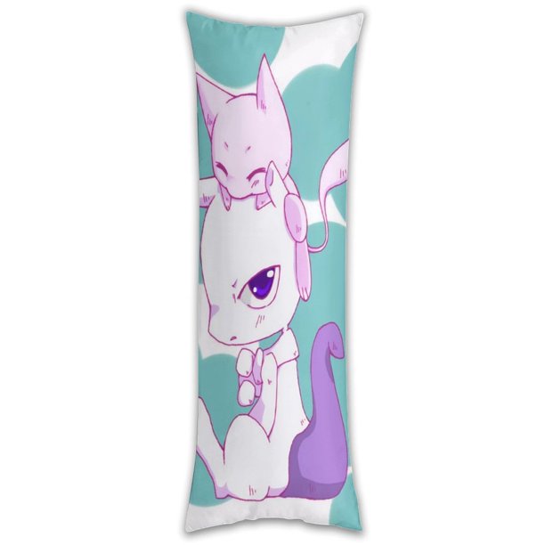 Funda de almohada Mewtwo de cuerpo entero, funda de almohada larga, almohada de compañero de juegos para niños, cojín de sofá, muebles para el hogar, decoraciones de cama de 20" x 54"