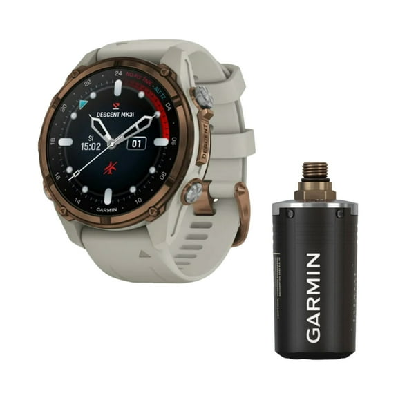 Garmin Descent Mk3i Watch Style-Dive Computer with Built-In ABC Sensors Customizable Dive Modes (Bronze/Gray, 43mm) and Transceiver Bundle (2 Items)