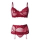 thumbnail image 3 of Gibobby Conjunto ropa interior mujer Conjunto de lencería sexy de encaje suave para mujer, ropa interior transparente con aros de encaje floral(Rojo, XG), 3 of 5