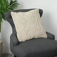 thumbnail image 2 of Nearly Natural 16" Square Beige Solid Print Macrame Decorative Pillow Cover, 2 of 6