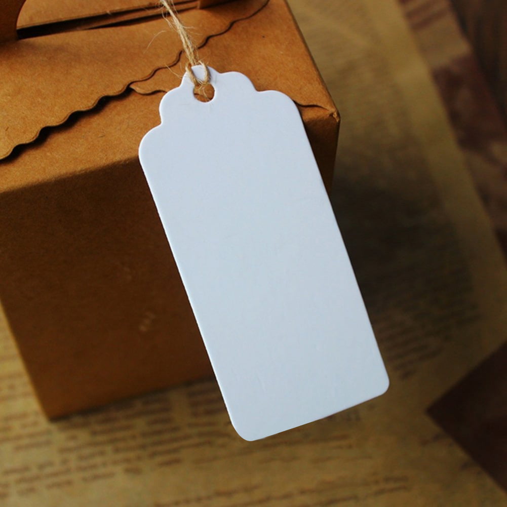 100Pcs Kraft Paper Rectangle Hang Tags Wedding Party Favor Label Price Card Gift 