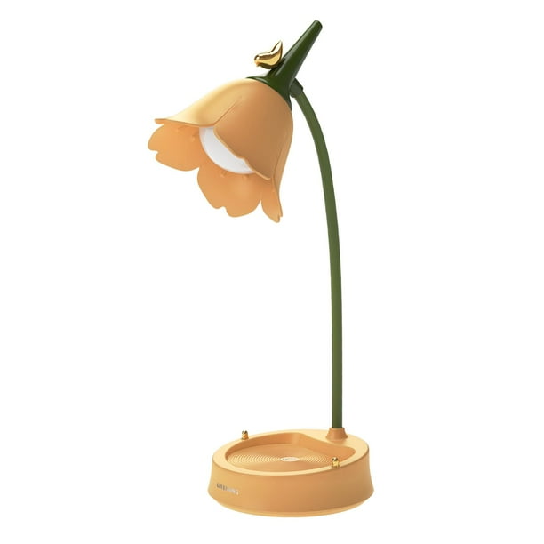 Lámpara de escritorio para niños - Lámpara de mesa LED de carga con forma de flor Lámparas de escritorio pequeñas con forma de ojo para Amarillo