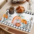 thumbnail image 3 of Fall Orange Blue Pumpkin Placemats Set of 2, Maple Leaf Wheat Ear White Wood Grain Thanksgiving Non-Slip Place Mats Washable Table Mats for Kitchen Dining Table Decorations Indoor/Outdoor, 3 of 9