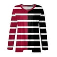 thumbnail image 4 of TQWQT Plus Size Tunic Tops for Women 4x-5x Fall Long Sleeve Tunics Shirts Striped Print V Neck T Shirts Loose Casual Tunic Tops Hot Pink XL, 4 of 6