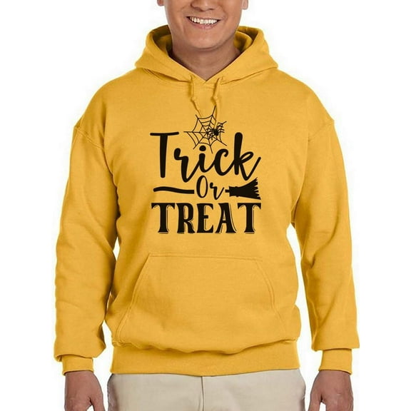 Trick Or Trear. Spider And Broom Hoodie Men -Image by Shutterstock, Male x-Large