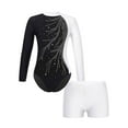 thumbnail image 1 of renvena Girls Gymnastics Leotards and Shorts Set Rhinestone Long Sleeve Ballet Unitard Biketards White 6, 1 of 5