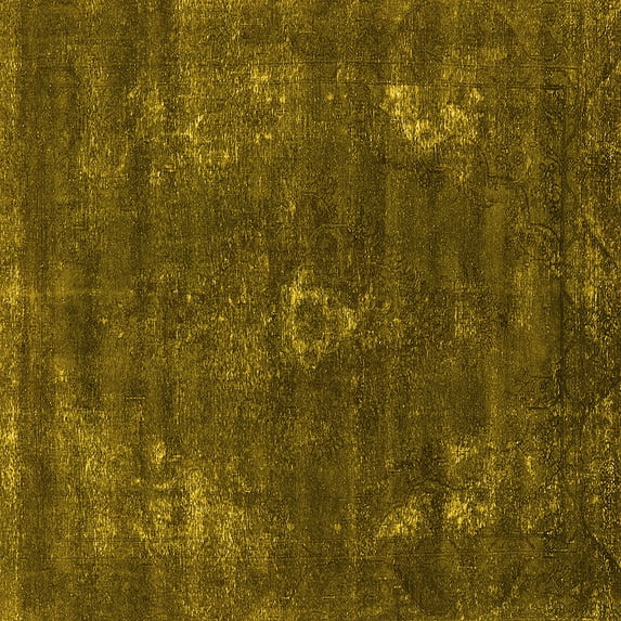 Ahgly Company Machine Washable Indoor Square Oriental Yellow Industrial Area Rugs, 8' Square