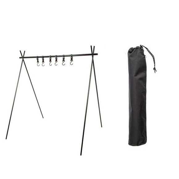 Wosthever Estante para acampar, almacenamiento de utensilios de cocina, colgador de ropa, estante colgante, tienda de aleación de aluminio, carpas Negro/L