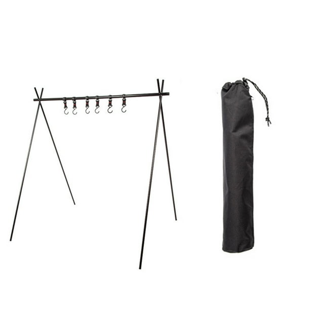 Wosthever Estante para acampar, colgador de almacenamiento, estante colgante de aleación de aluminio, herramientas plegables, multifuncional carpas Negro/L