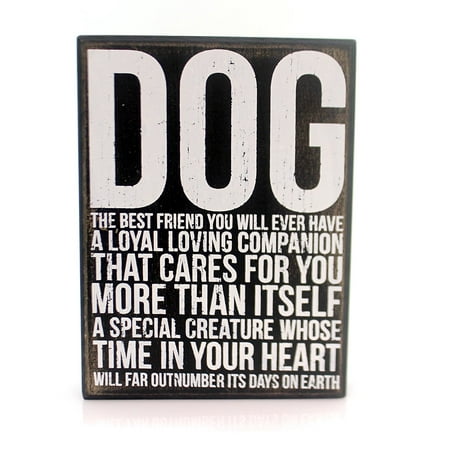 New Black White Decorative Wood Box Sign, DOG The Best Friend You Will Ever