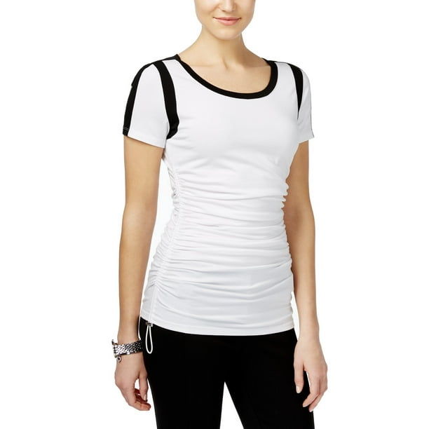 Michael Kors - NEW White Women's Medium M Ruched Drawstring Tee T-Shirt ...