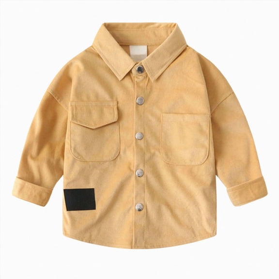 yboeqw Little's Boys Button Down Shirts Long Sleeve Formal Dress Shirt for Boy Solid Color School Uniform Shirt(7-8 Years,Yellow)