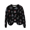 thumbnail image 4 of Yteetum Christmas Sweatshirts for Women Oversized Crewneck Loose Pullover Hoodless Sweatshirts Tops Womens Casual Round Neck Xmas Graphic Print Long Sleeve Fall Sweatshirts Fall Clothes Clothes, 4 of 6