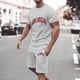 thumbnail image 4 of Playeras Deportivas De Verano Para Hombre, Camiseta Informal De Dos Piezas Con Estampado De Letras, Camiseta De Manga Corta Con Cuello Redondo Y Pantalones Cortos, 4 of 4