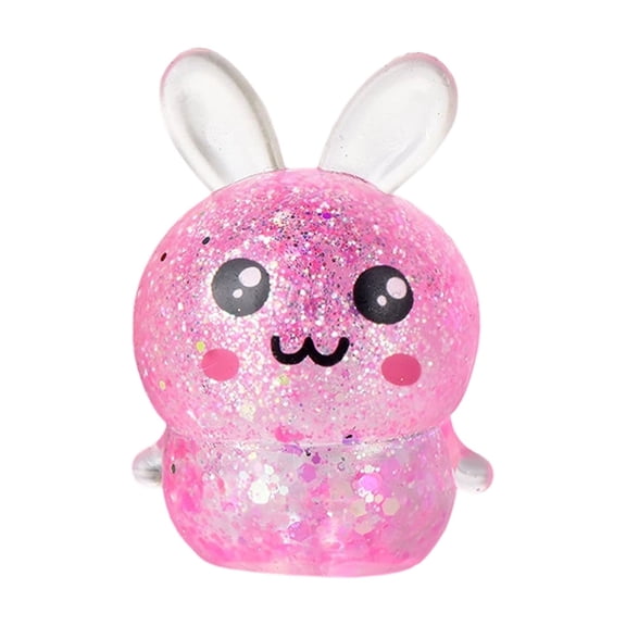 Squishy Bunny Sugar Stress Balls, Bunny Sugar Ball Fidget Toys, Glitter Rabbit Squishy Toys for Adults, Kawaii Rabbit Sensory Squishies, Easter Basket Stuffers (Pink)