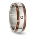 thumbnail image 5 of Chisel Stainless Steel Brushed/Polished Brown IP-plated Edge 1/20 carat Diamond 8mm Band, 5 of 7