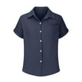 thumbnail image 5 of Karight Womens Button Down Shirts Summer Short Sleeve Collared Dressy Casual Blouses Work Loose Fit Tops, 5 of 6