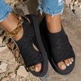 thumbnail image 5 of Rokment Women's Athletic Running Walking Tennis Sandals Lightweight Breathable Mesh Memory Foam Elastic Slip on Gladiator Summer Shoes for Beach Walking Comfortable Black Size 6.5, 5 of 7
