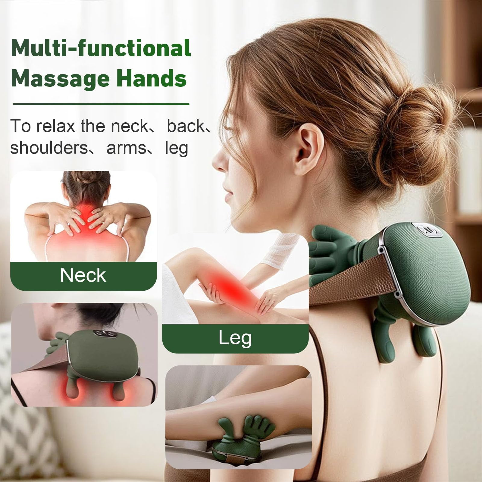 JMLPxx Neck Massager With Heat For Pain Relief Deep Tissue Cordless Neck And Shoulder Massager With Heat And Fingers Bionic Hand Electric Cervical Back Massagers