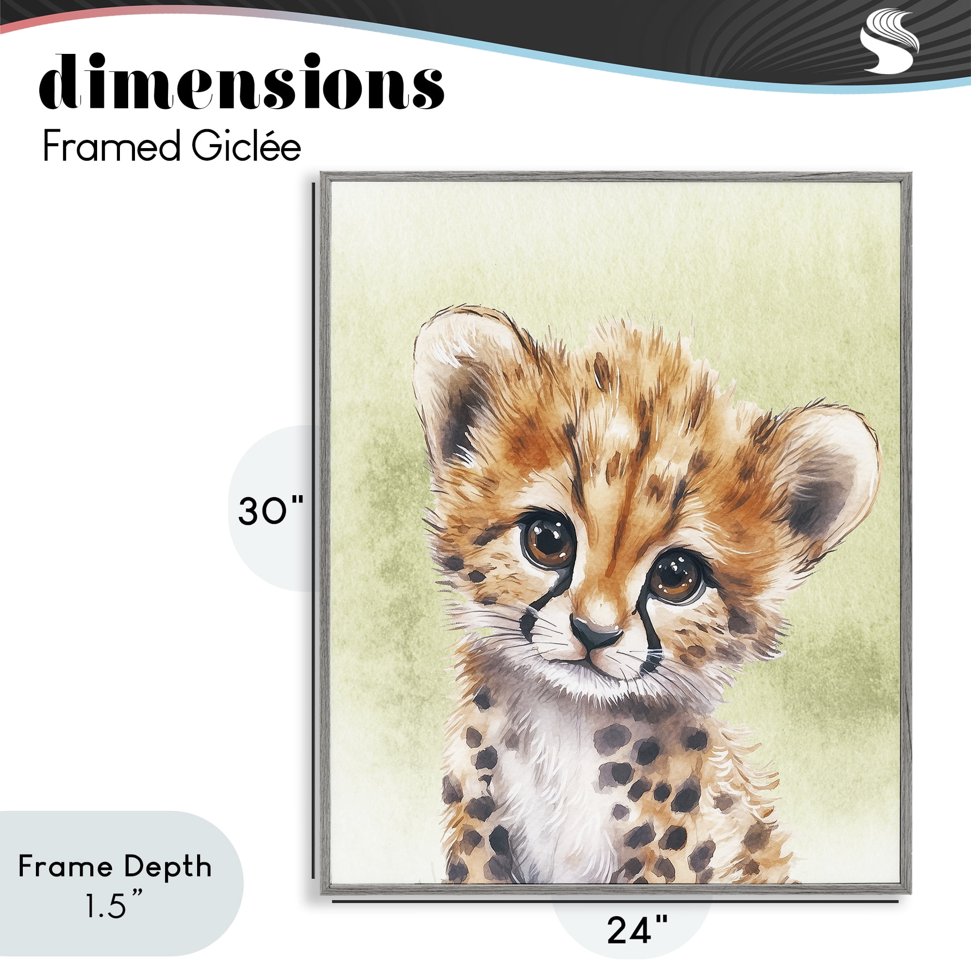 Stupell Industries Jungle Friends Baby Cheetah Gray Framed Giclee Art, design by Christine Simpson Art