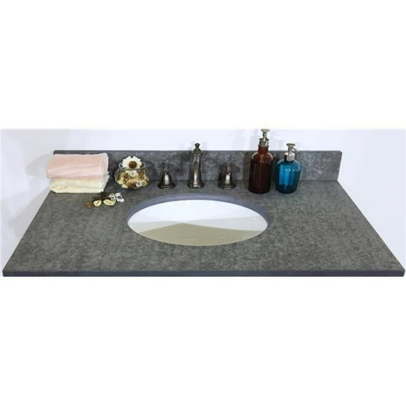 InFurniture WK8236-MG TOP 36 in. Rustic Solid Fir Single Sink Vanity With Polished Textured Surface Granite Top-No Faucet