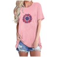 thumbnail image 1 of Tops Cortos para Mujeres Bandera de Moda Impresa Cuello Redondo, Camiseta de Manga 3/4 para Uso Diario, Casero Y Cómodo, 1 of 4