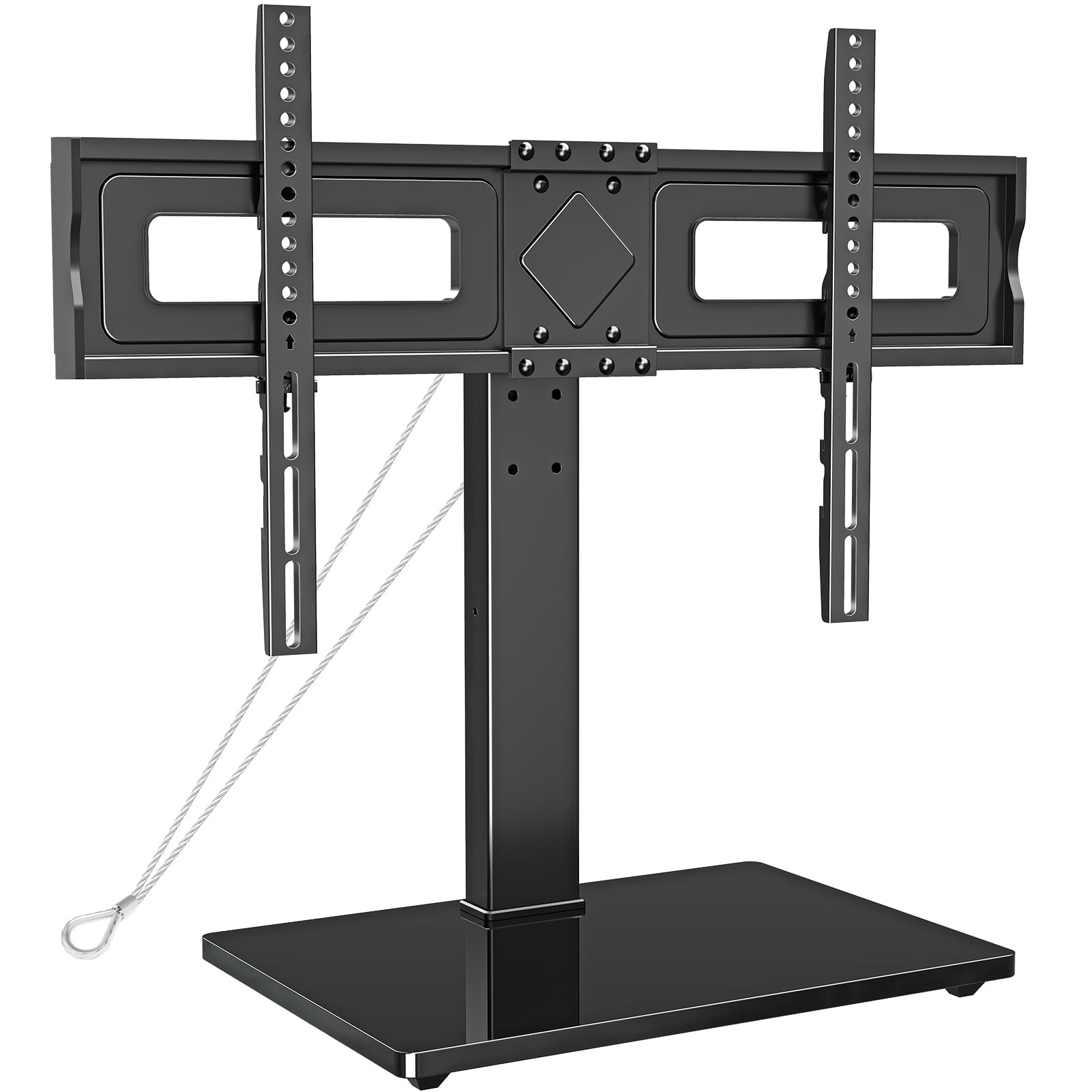 MOUNT PRO Universal Table Top TV Stand for 37-75" TVs, Max 600x400mm, Tabletop TV Mount with 9 Height Adjustable & Tempered Glass Base, Holds up to 88 lbs