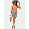 thumbnail image 4 of Tops for Women Summer Casual Ruffle Trim Sleeve Square Neck T Shirts, 4 of 6