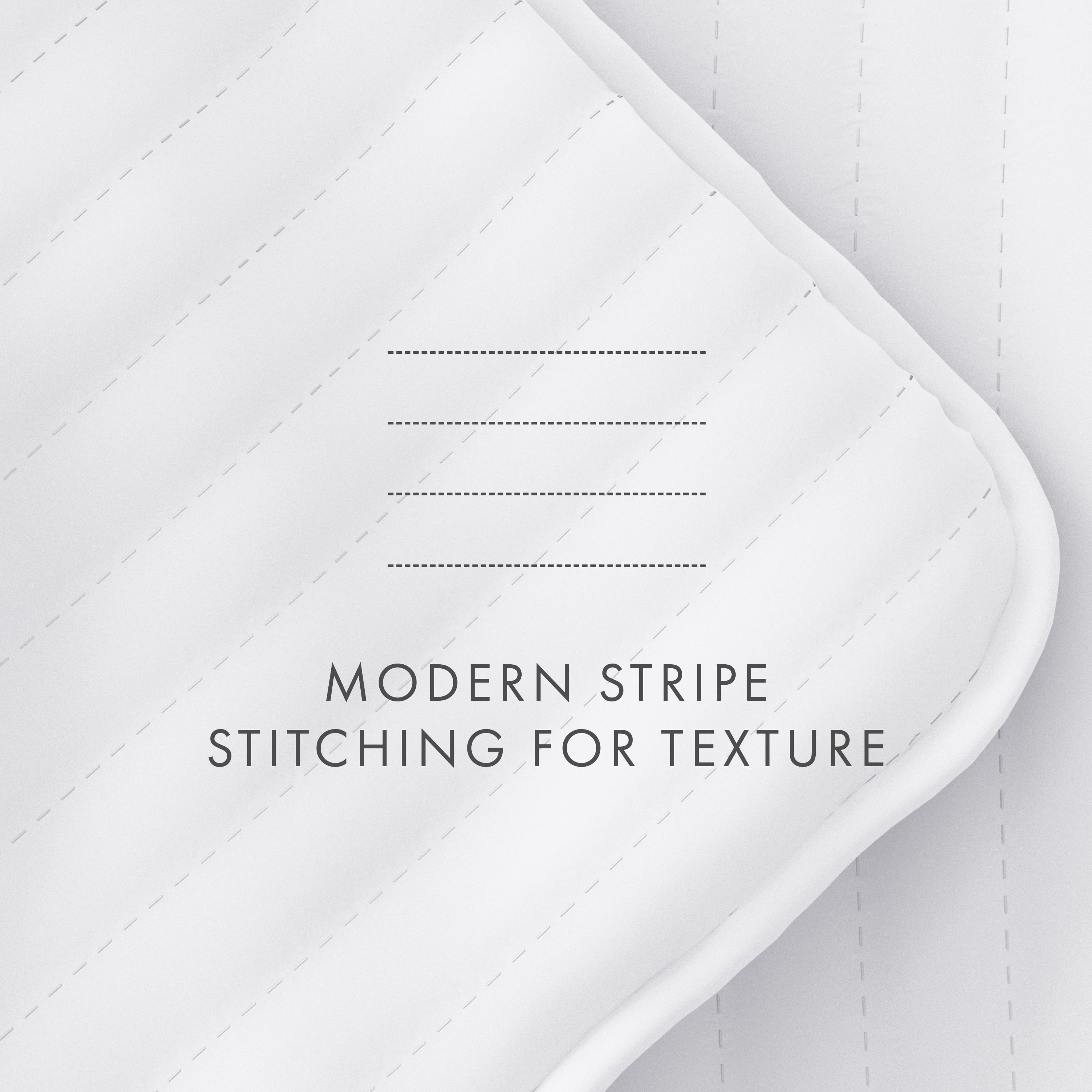 Noble Linens 3 Piece White Stripe Stitch Quilt Set, Queen / Full