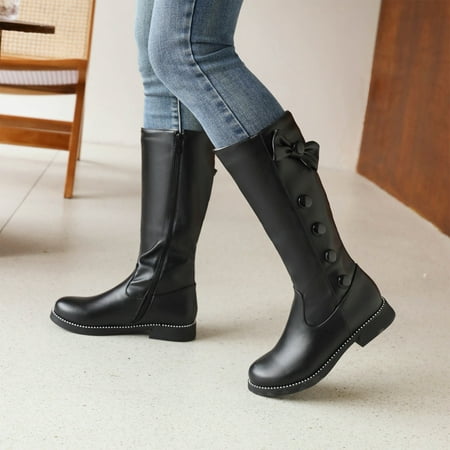 

MIARHB Women Fashion Casual Vintage Retro Mid-Calf Boots Lace Up Thick Heels Shoes